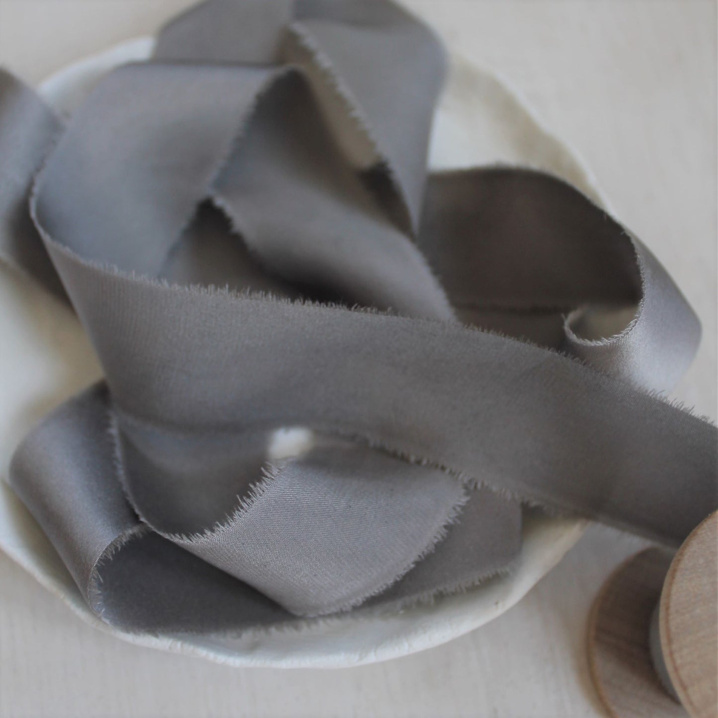 GREY STEEL Silk Charmeuse Ribbon Hand Torn