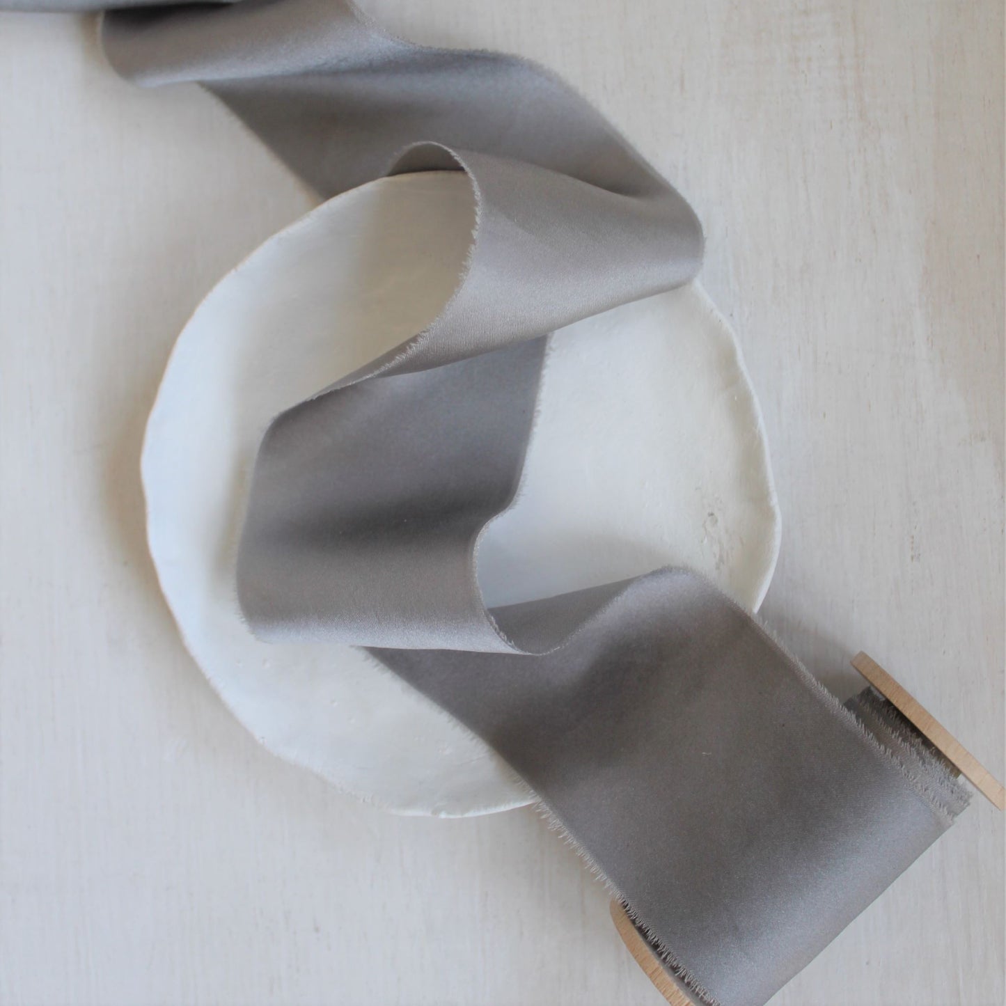 GREY STEEL Silk Charmeuse Ribbon Hand Torn