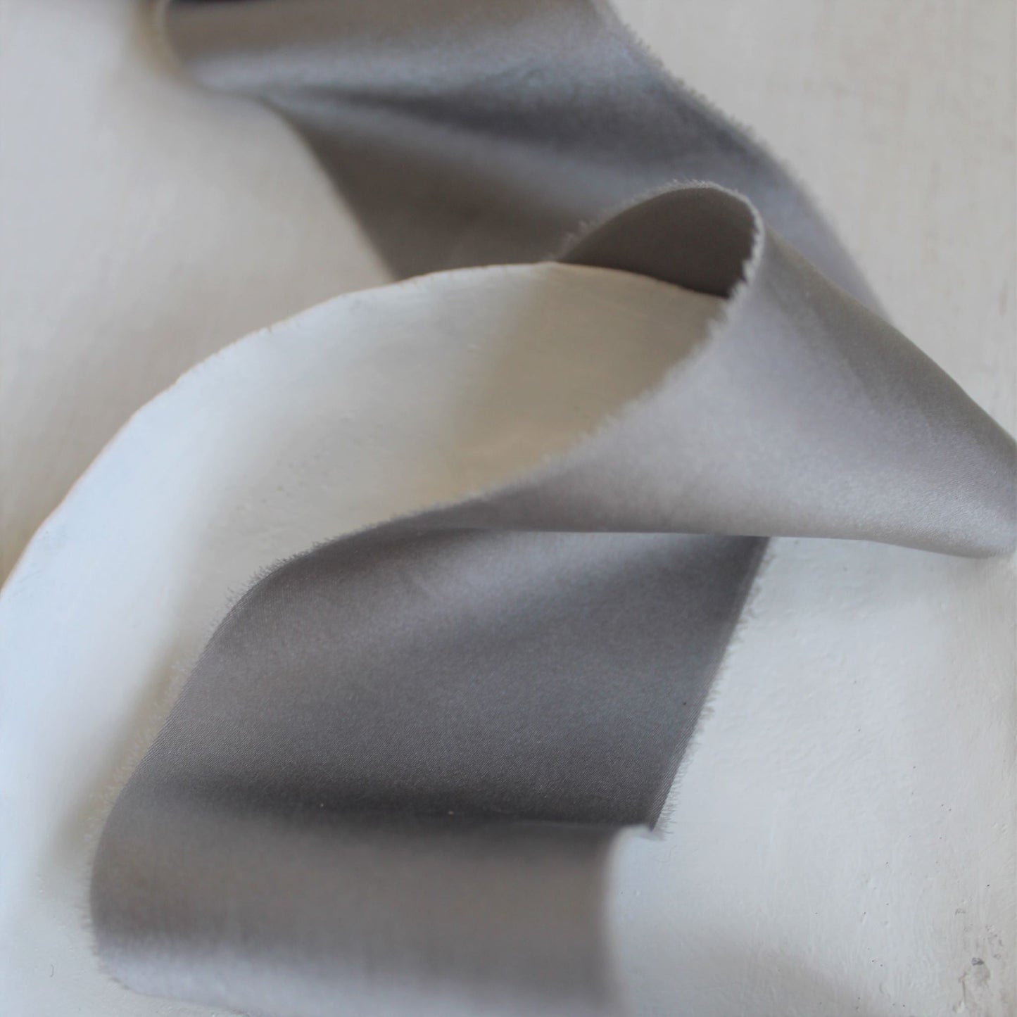 GREY STEEL Silk Charmeuse Ribbon Hand Torn