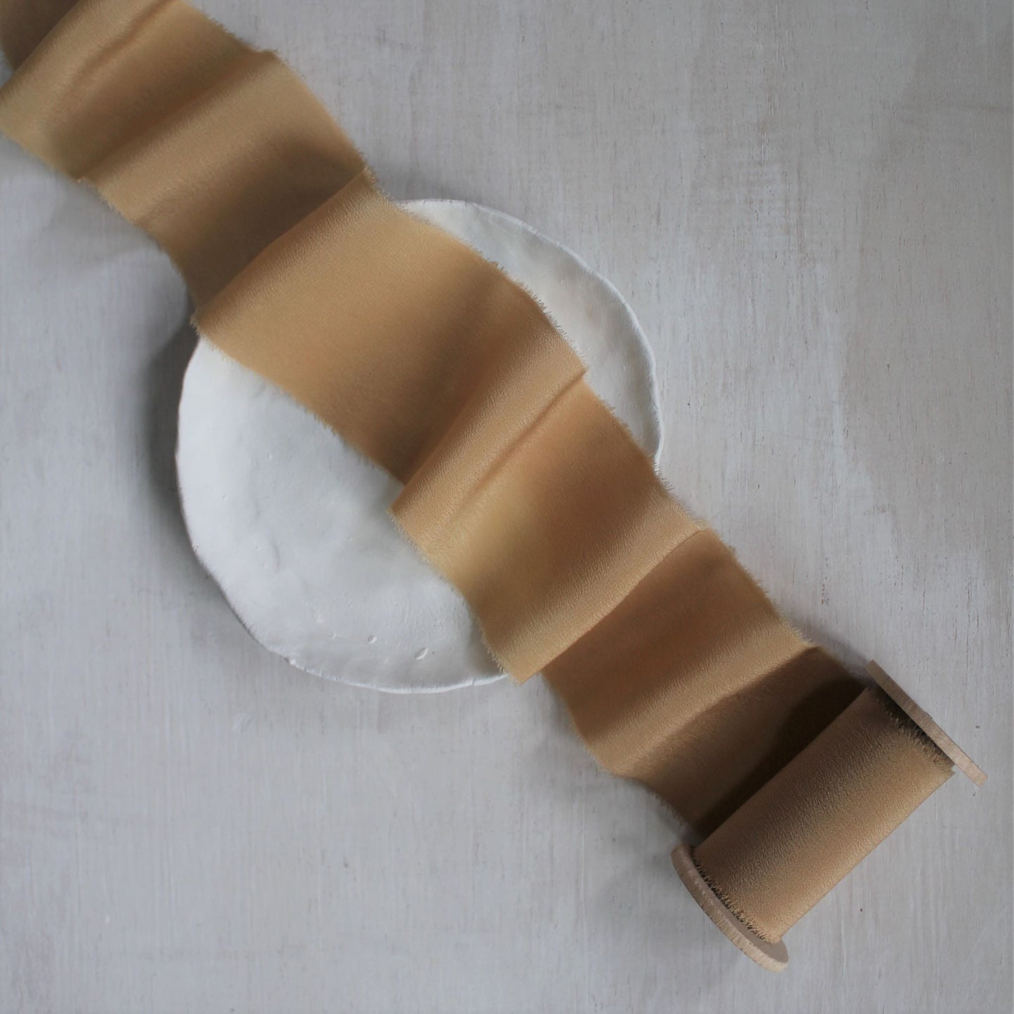 CARAMEL Silk Crepe de Chine Ribbon Hand Torn - LAST CHANCE