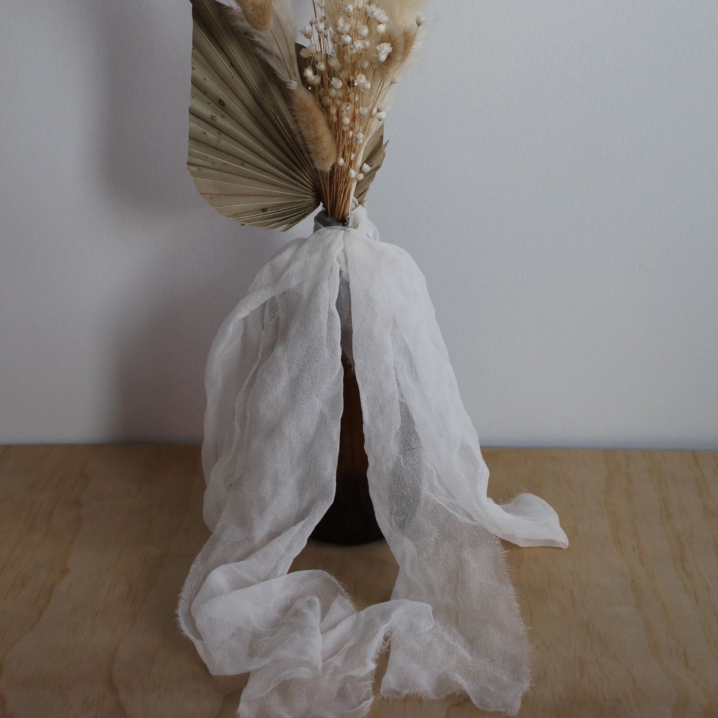 WHITE Lightweight Silk Chiffon Ribbon Hand Torn 2.25 yards