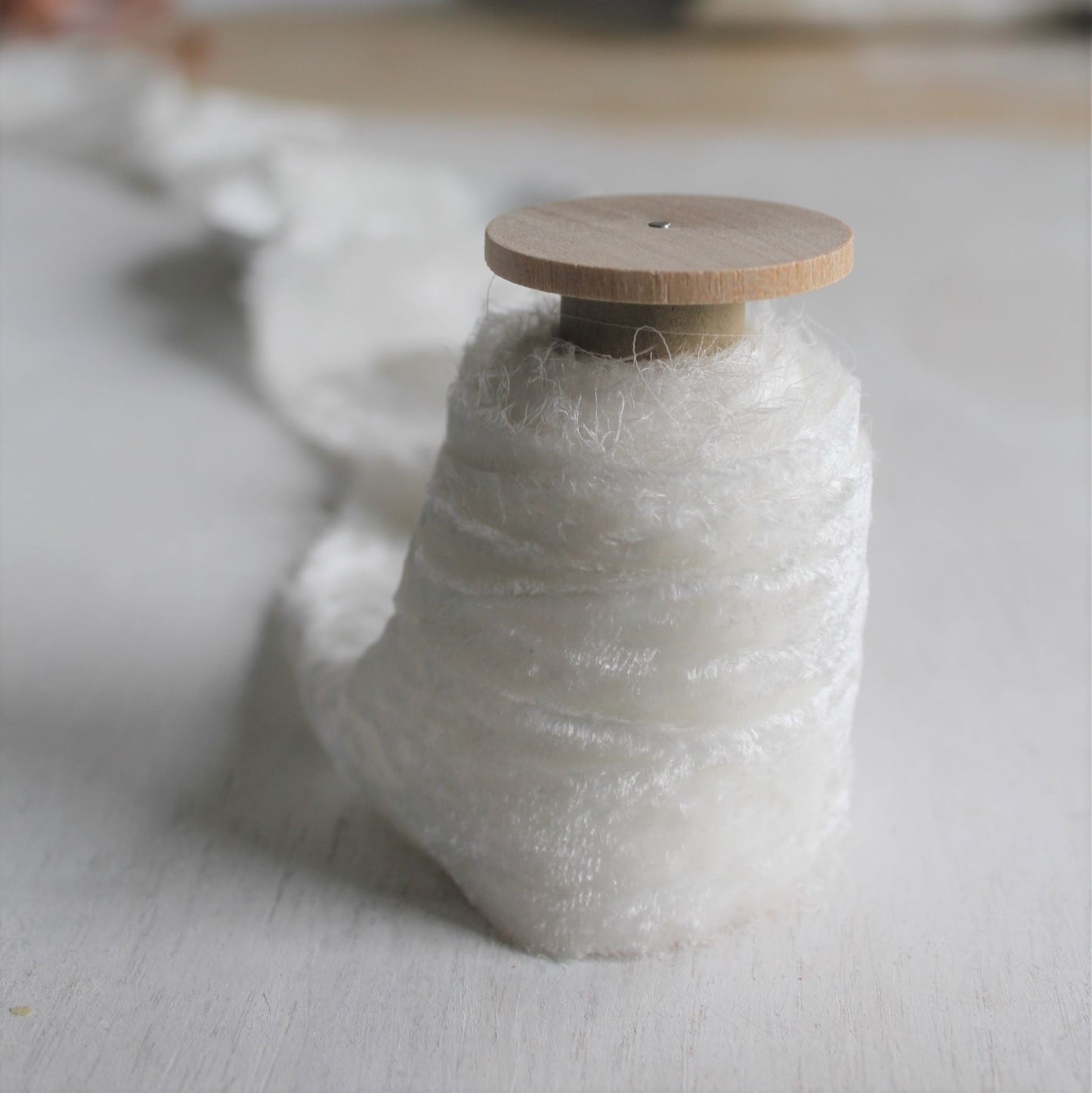 WHITE Silk Velvet Ribbon Hand Torn